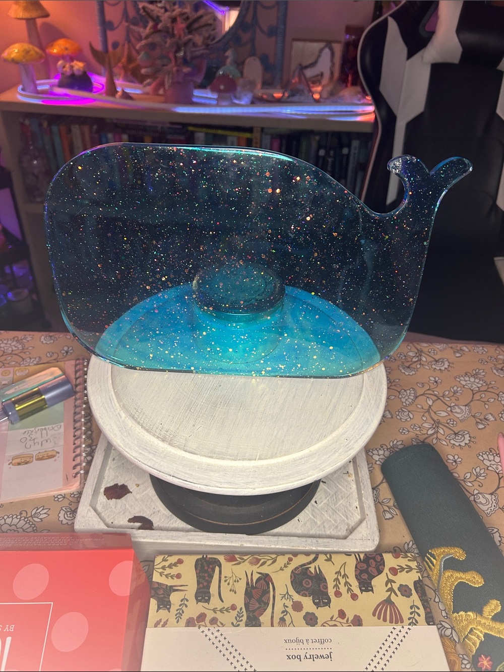 Blue Glitter Whale Acrylic Tray